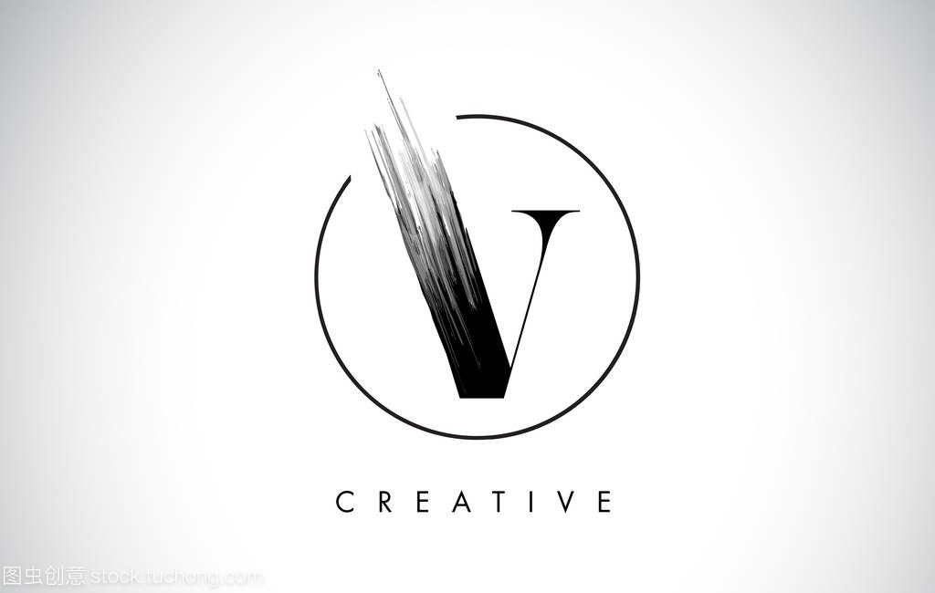 V 畫筆描邊字母標(biāo)志 黑漆標(biāo)志字母圖標(biāo)的設(shè)計(jì)與代理